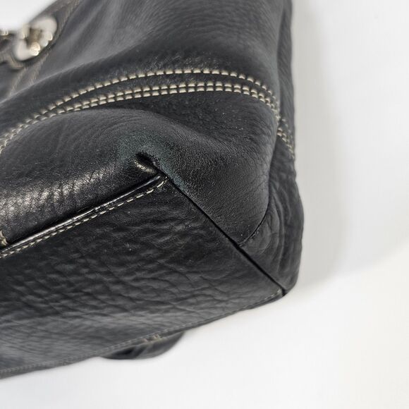 Coach Hamilton Hampton F13959 Black Pebbled Leather Shoulder Bag Turn Lock - Picture 4 of 12